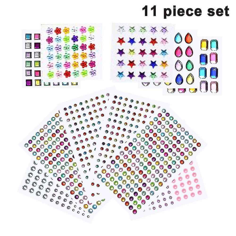 Self-adhesive Rhinestone Stickers, Acrylic Crystal Gem Sheets,11 Sheets