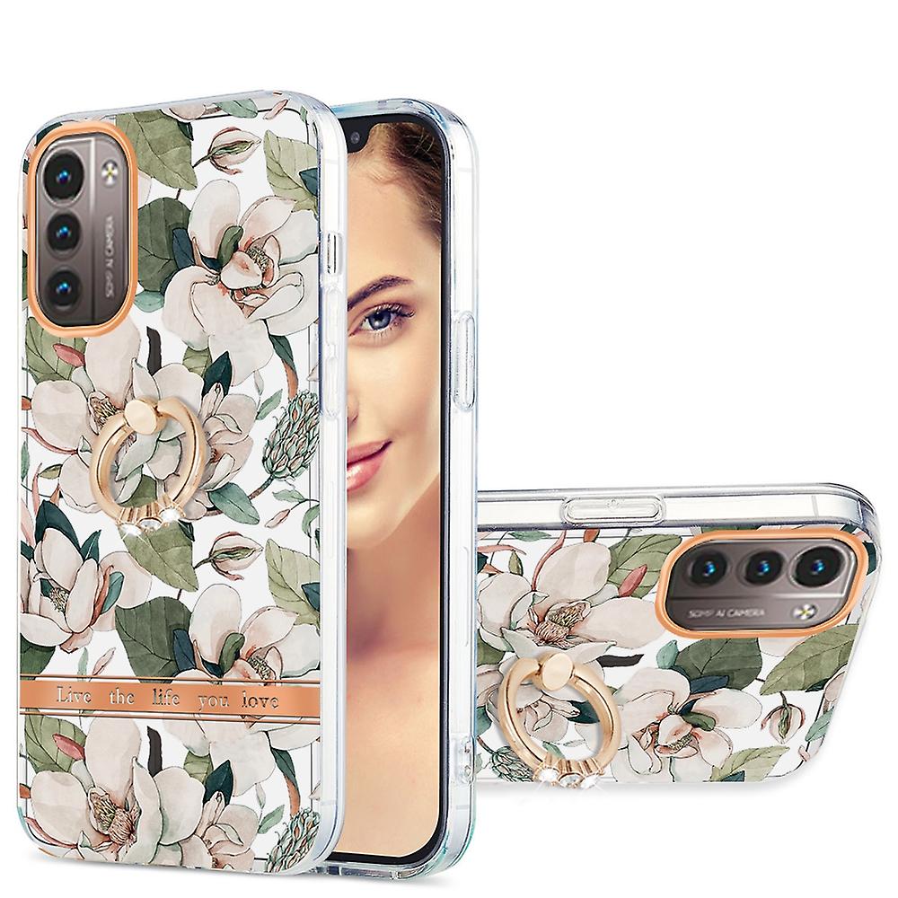 For Nokia G21 / G11 Silicone Case TPU with Ring Flower Motif 1 Protective Case Cover