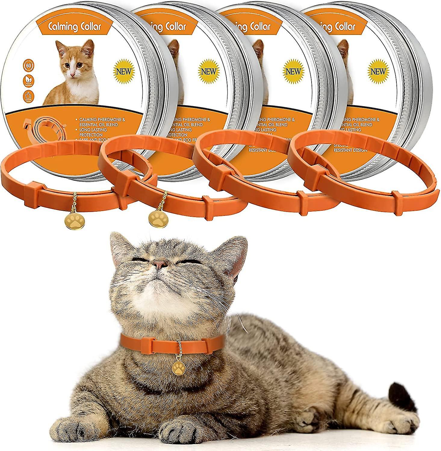 4pcs Calming Cats Collar Adjustable Cat Calm Collar Lavender Scent Relaxing Cat Collar For Puppies Cats Reduce Stress