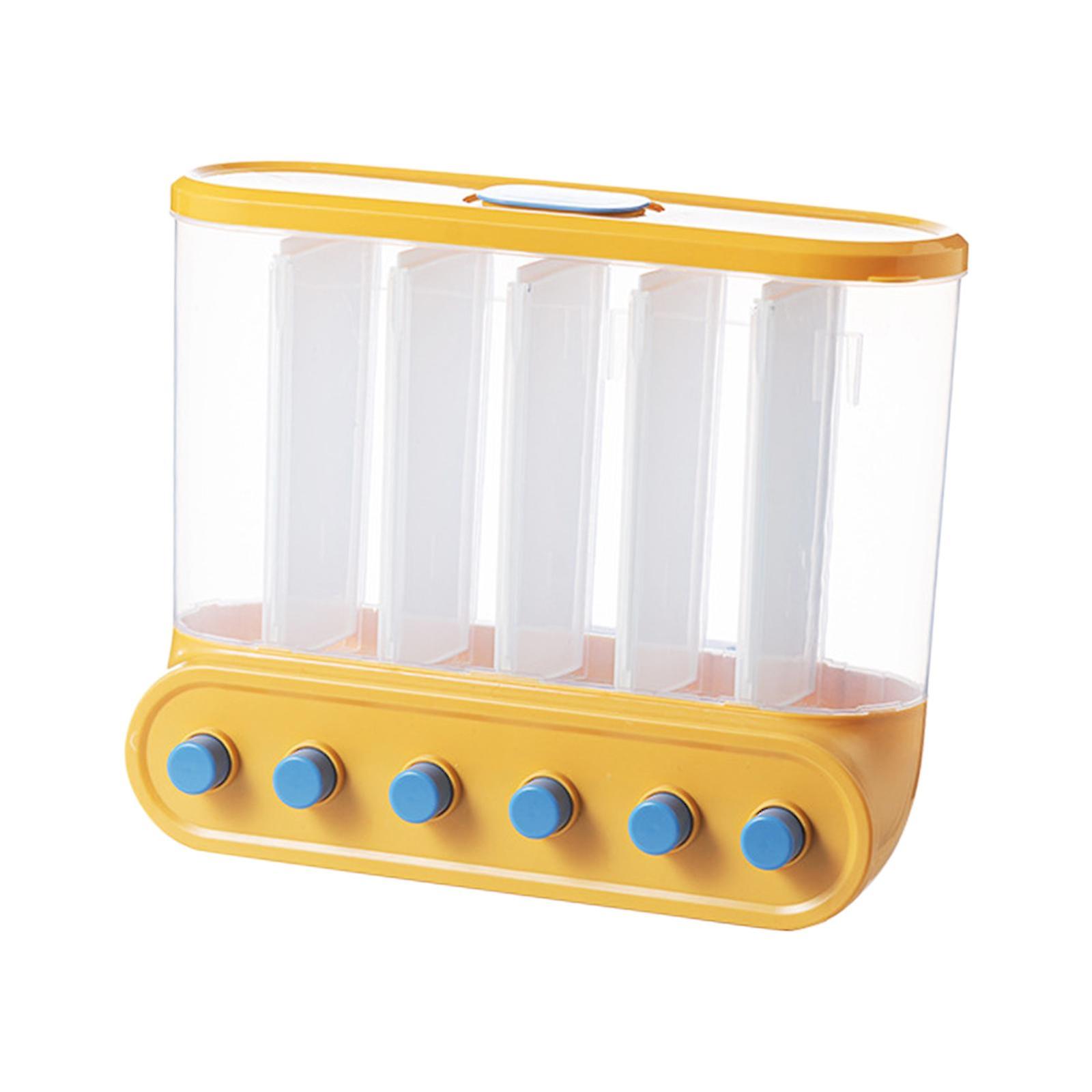 Nástěnný dávkovač suchých potravin Grains Box Candy Organizer 6 Grid Yellow