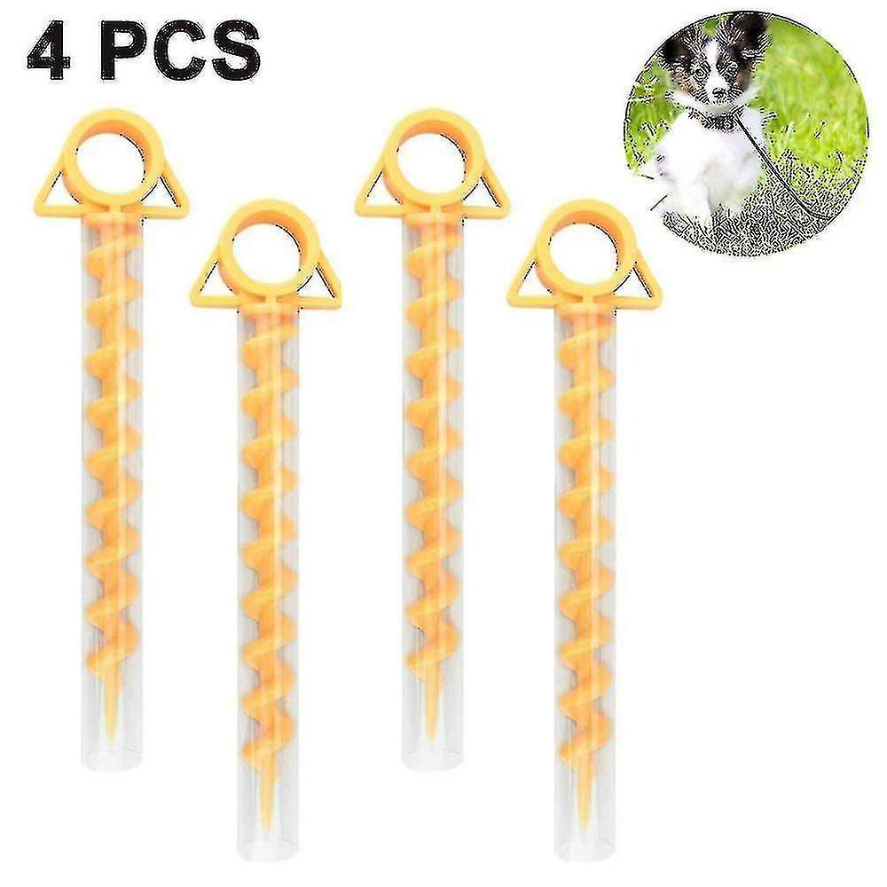 Plastic Spiral Ground Anchor - Ideal For Camping (pack Of 4,yellow)