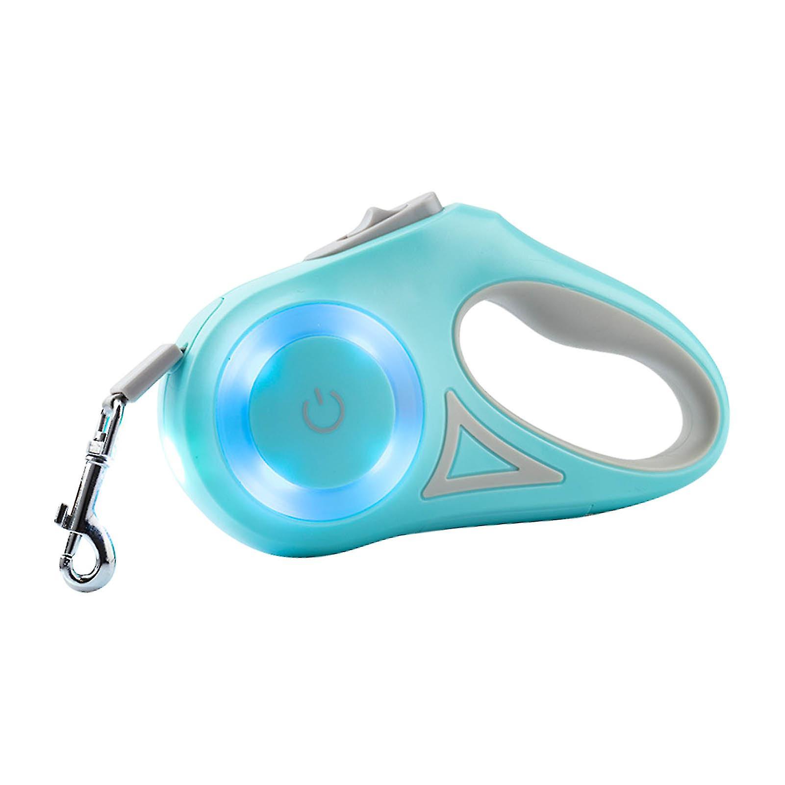 Retractable Pet Leash Ergonomic Handle Dog Walking Leash with LED Colorful Light for Puppy Beige Green 3 Meters / 9.8ft