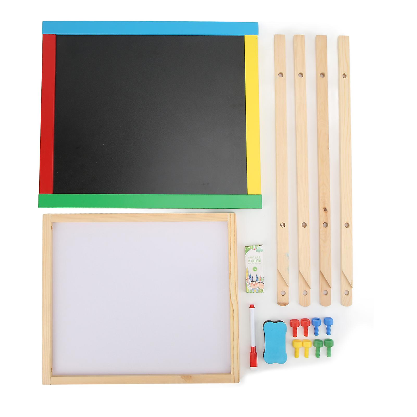 Art Easel Children's Multifunctional Wooden Two in One Double Sided Black White Drawing Board Toddler Easel