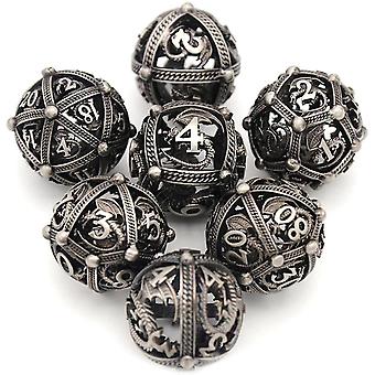 Metalen dobbelstenen, 7 stuks zware, massief metalen drakendobbelstenenset voor Dungeons and Dragon tafelspel A