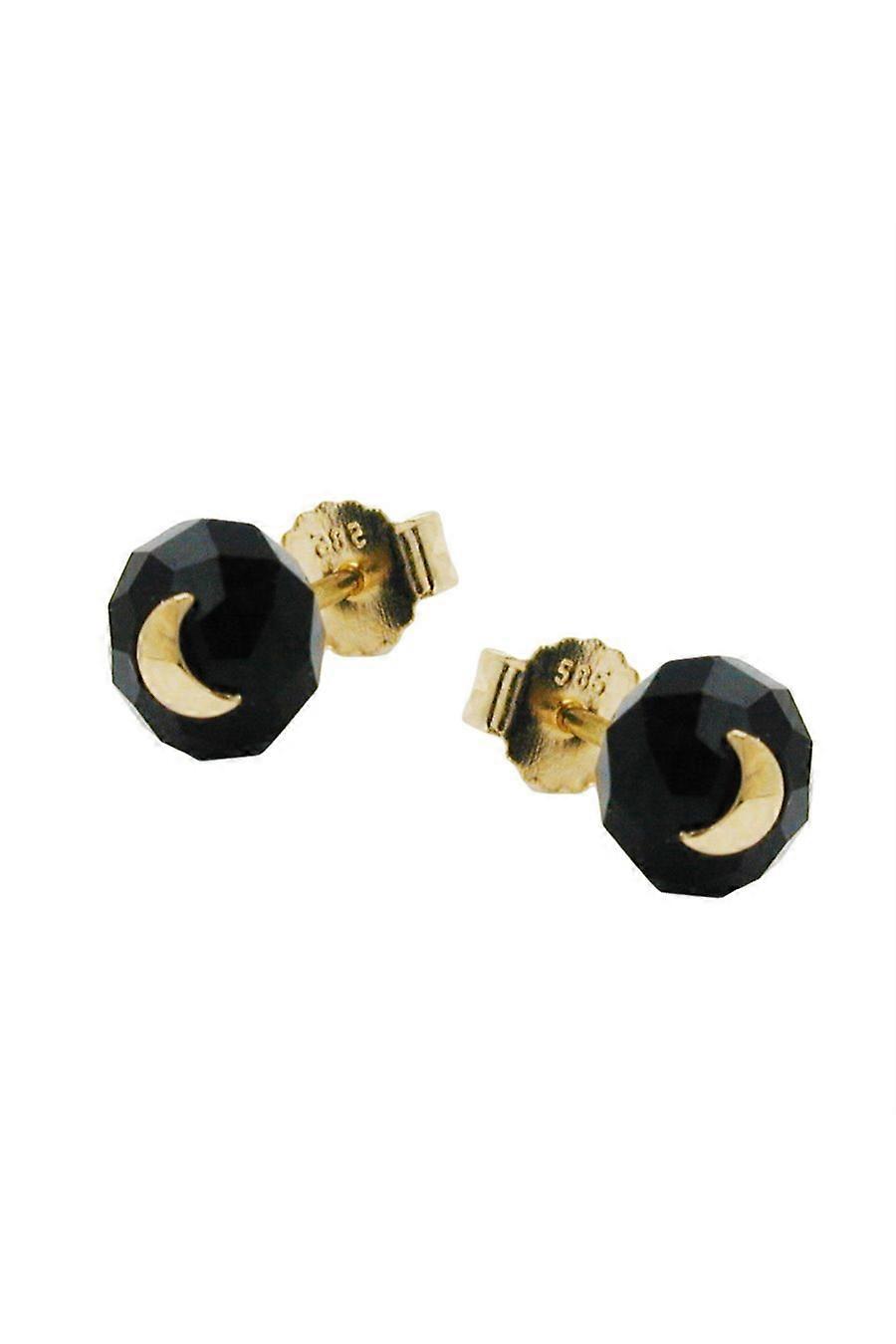 Stud Earrings Crystal Black Moon 14k Gold - Gl431198