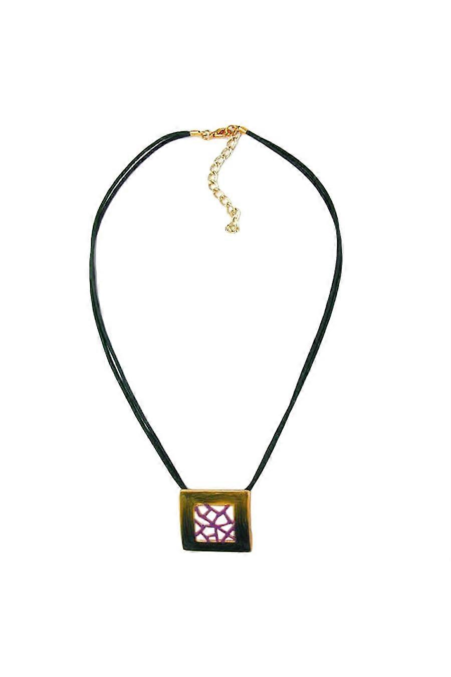 Necklace Square Green-purple 42cm - Gl00426