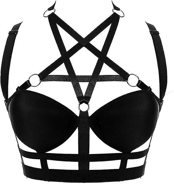 Kvinder Body Harness BH Elastisk Justerbar BH Punk gotisk karneval Plus Size Justerbart tøj Acc