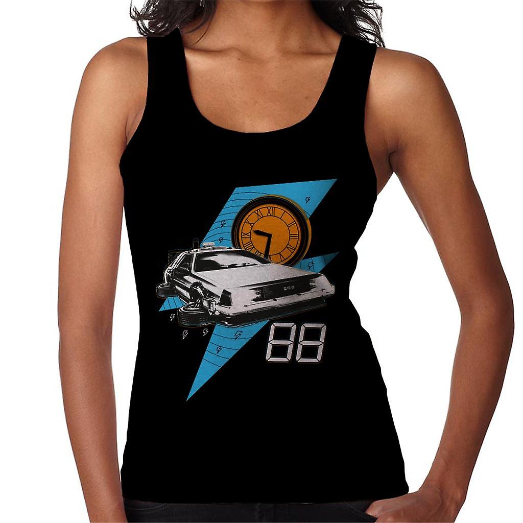 Back to the Future 88 Clock And Delorean Women's Vest