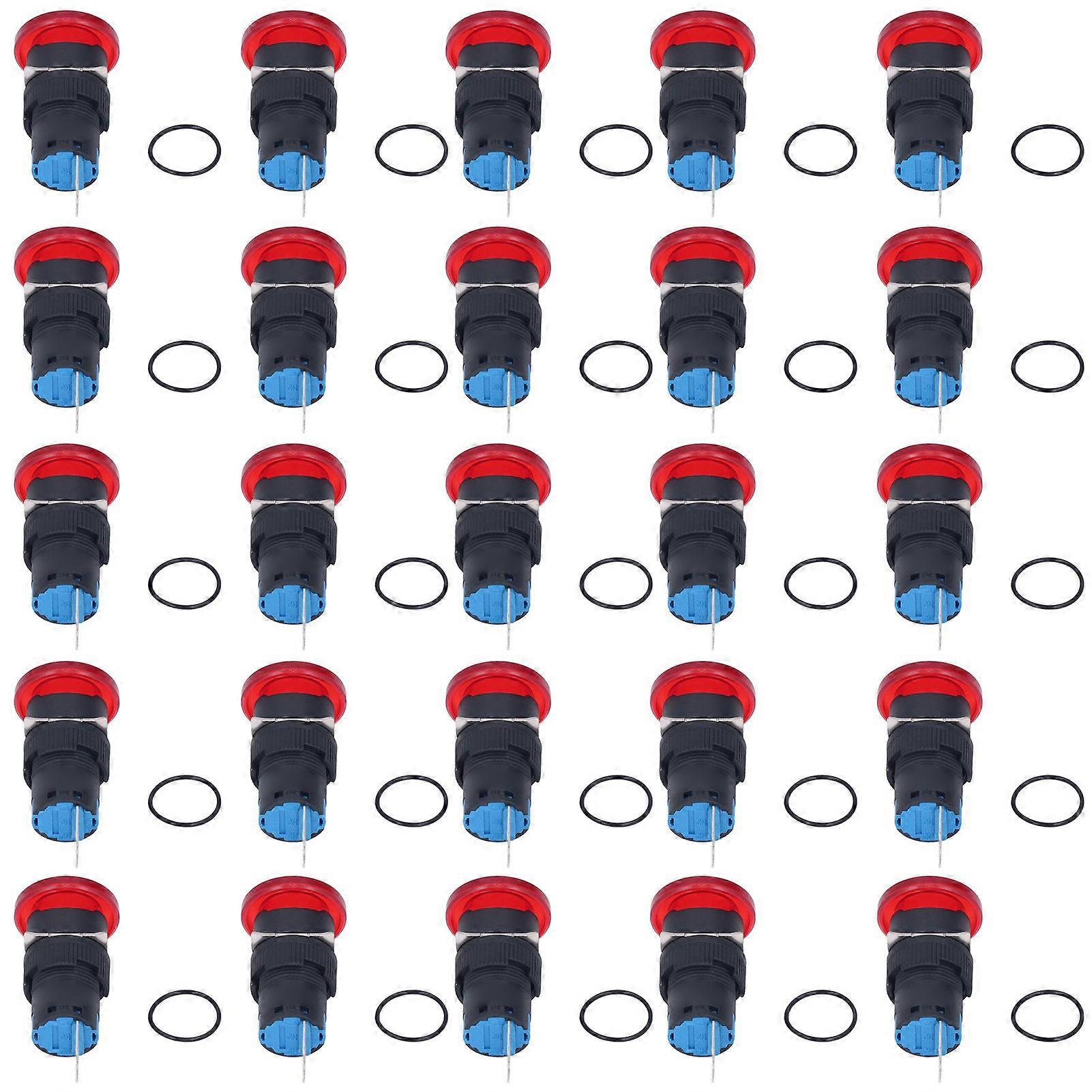 25Pcs BERM Button Switch Momentary Self Reset 16mm 3 Pin Accessory Set Kit for EquipmentBEM-LA16-11M-R