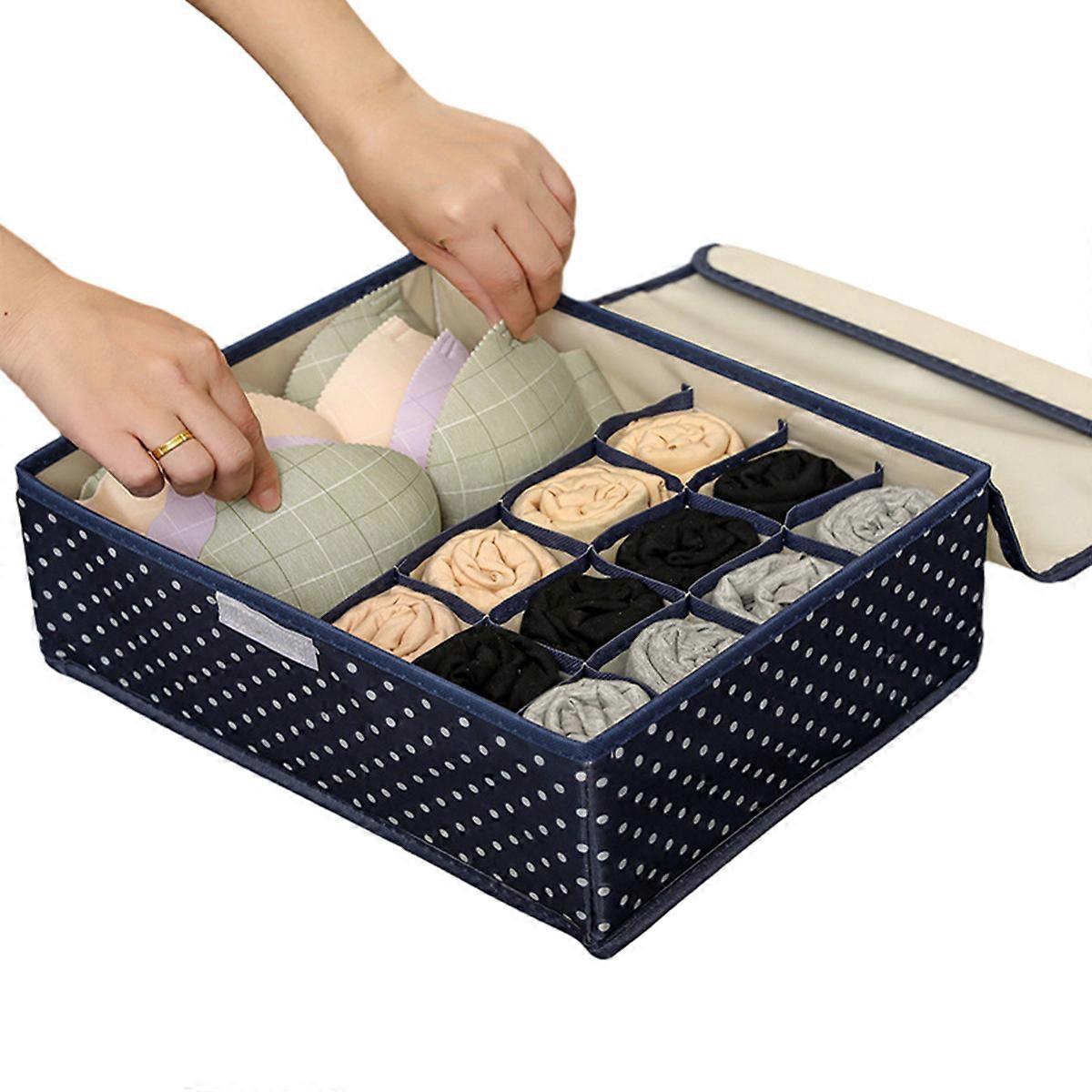 Ντουλάπα Εσώρουχα Organizer Κουτί αποθήκευσης με καπάκι, 13 κελί πτυσσόμενο dustproof ντουλάπι συρτάρι διαχωριστικά Διοργανωτές για ρούχα Κάλτσες Εσώρουχα Γραβάτες Ουλή