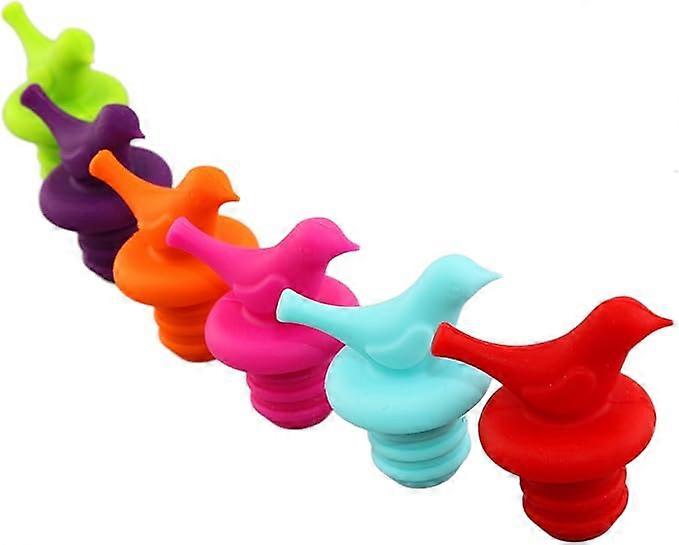Little Bird Wine Bottle Stopper, Cute, Fun, Decorative (Assorted Color, Set of 6)