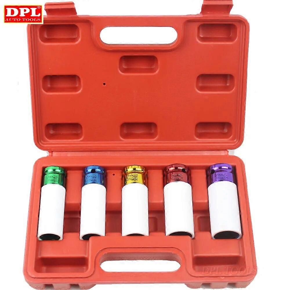 5pcs Lug Nut Socket Impact Socket Set Thin Wall Socket Wheel Protector Set 1/2'' No.34845