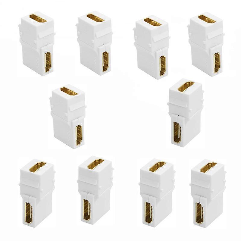 igely 90 Degree Inserted HDMI Keystone Jack, Embedded Angled Female to Female HDMI Keystone Coupler White, Pack of 10 igely