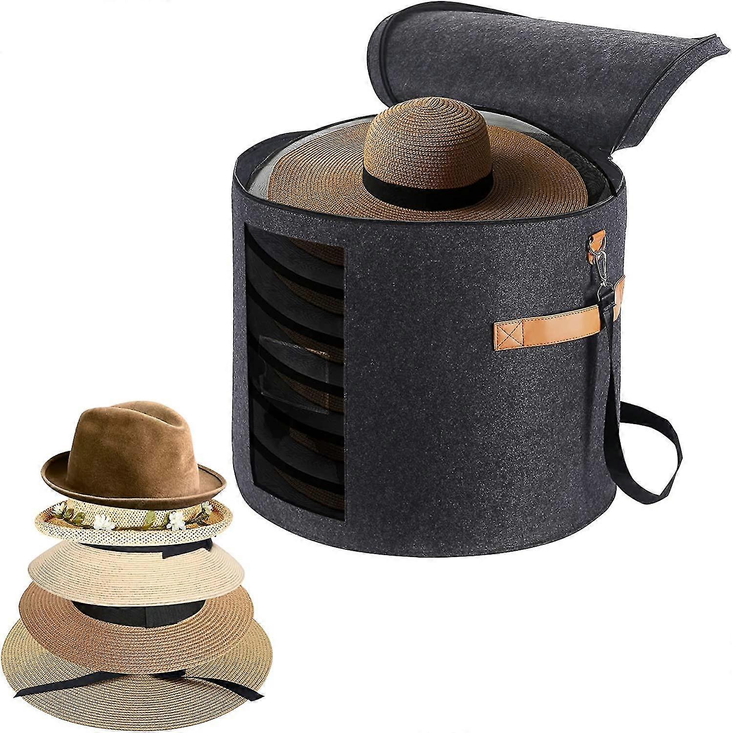 Hat Box Large Hat Storage Box Hat Boxes For Women Storage Large Round Men Hat Box Foldable Hat Boxes (dark Gray)