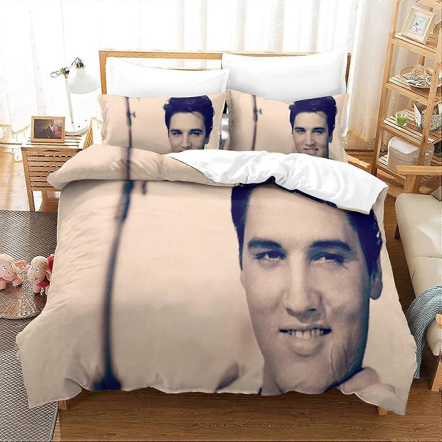 Kerota Elvis Presley Star Duvet Cover R&B Singer Soft Microfiber Duvet Cover for Children and Teenag