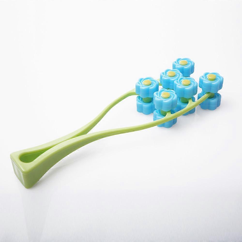 Face Roller V Shaped Massager with Multiple Rollers and Comfortable Handle in Blue