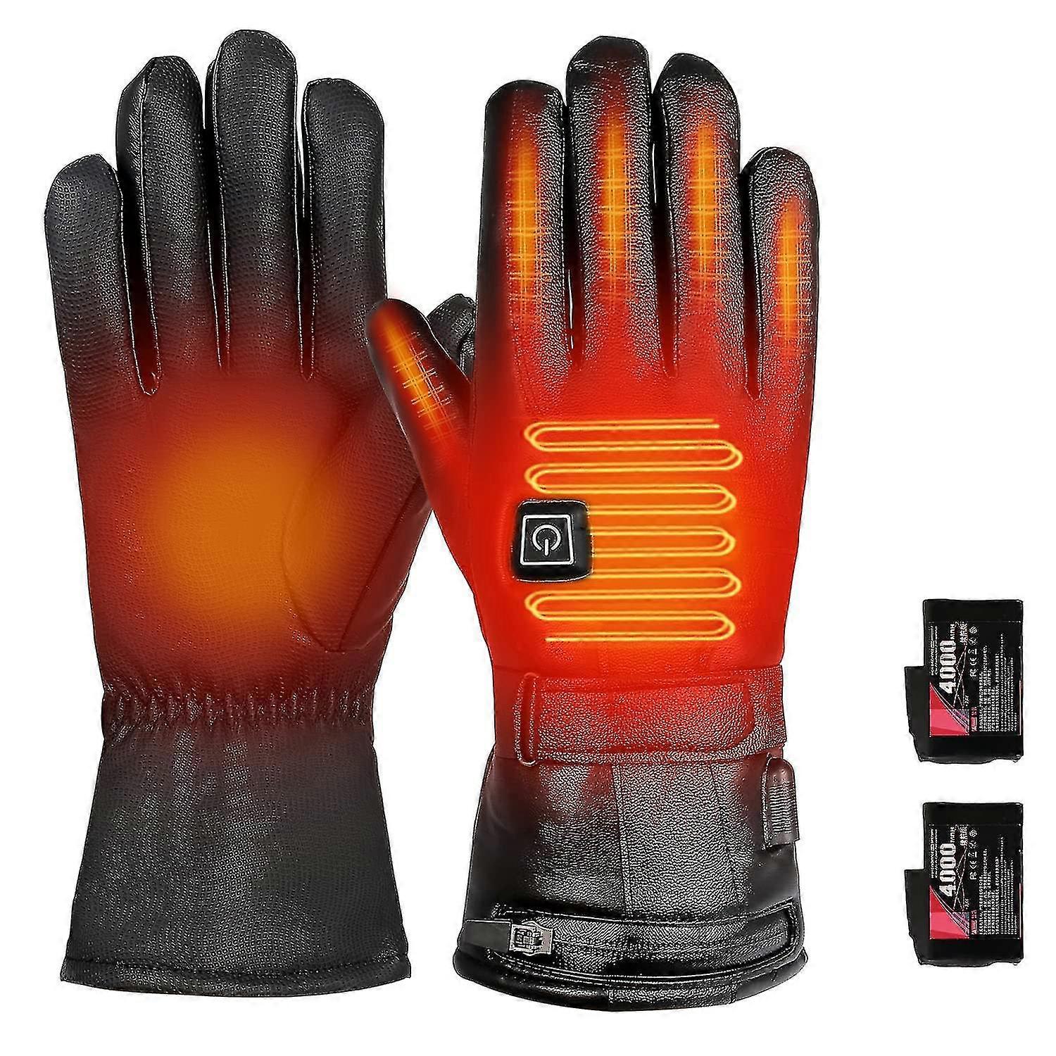 Guanti riscaldati Guanti invernali antiscivolo impermeabili per uomini e donne con batteria 7.4 V 4000 Mah Usb ricaricabile a 3 livelli temperatura regolabile, Suitab
