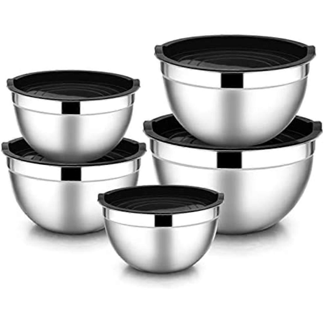 5 Pcs Mixing Bowl,Stainless Steel Stackable Salad Bowl with Airtight Lid,Serving Bowl for Kitchen C