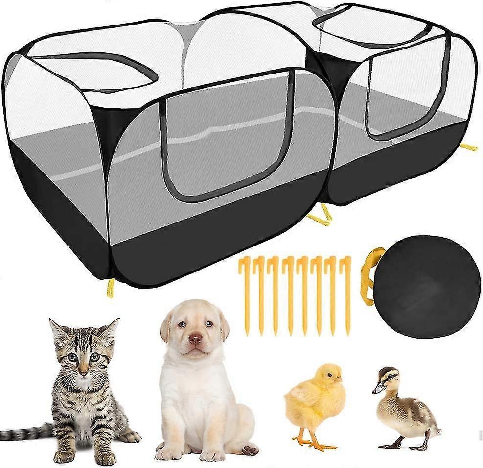 Small Animal Fence, Portable Run Cage, With Removable Bottom, Breathable Transparent Mesh Wall, Foldable Pet Fence, Suitable For Indoor