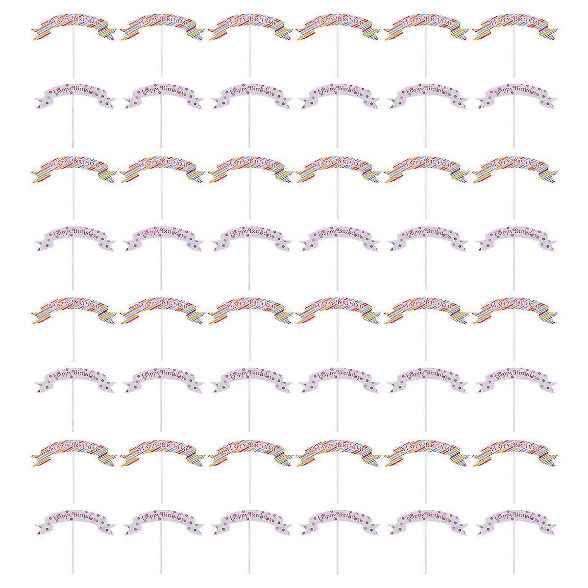 40pcs Cake Decorative Banner Colorful Slant Stripe and Round Dot Style for Cake