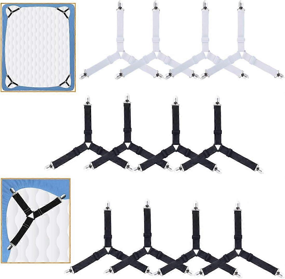 12pcs Triangle Bed Sheet Fasteners, Elastic Mattress Tensioner Fitted Sheet Bed  @-5