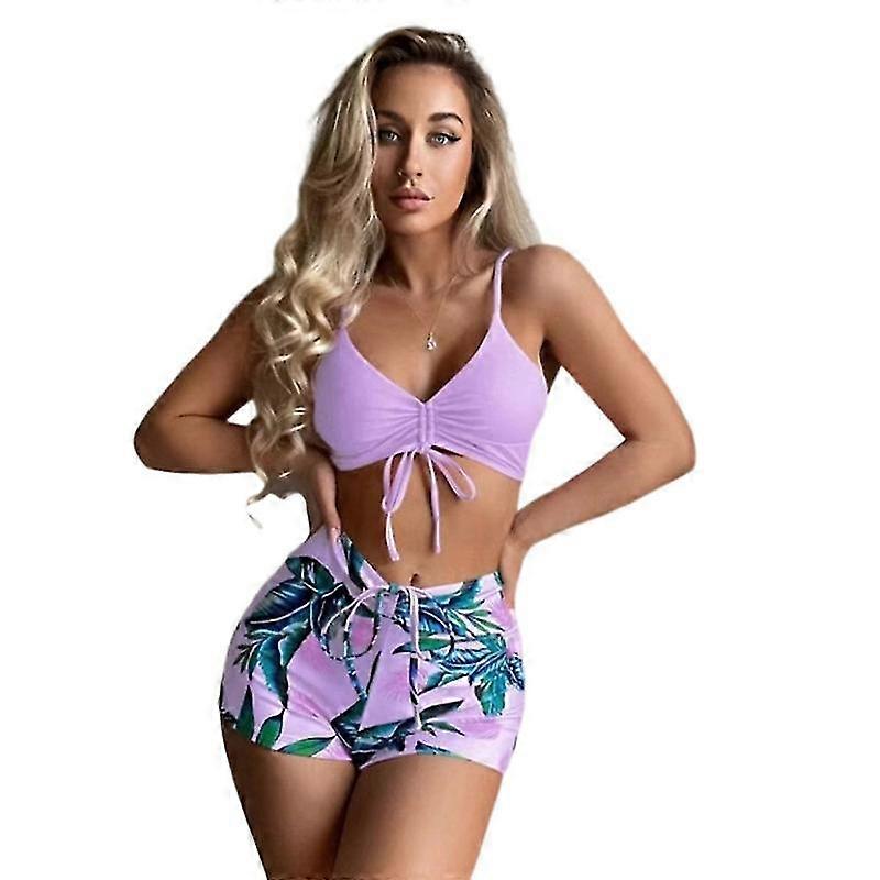 Maillot de bain deux pièces avec short pour femmes Push Up bikini maillot de bain ensemble avec short garçon