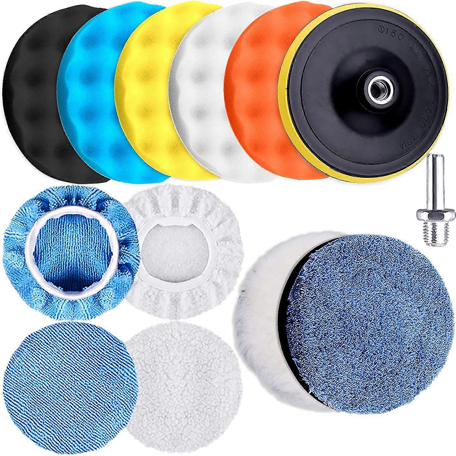 Polishing Sponge 6"/150mm Polishing Wool Polishing Pad with Adapter for Auto Car Polishing (13 Pieces)