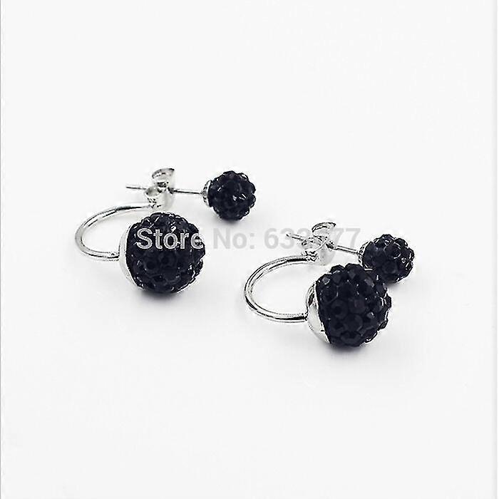 銀メッキクリスタル新しいジュエリー女性S高級シャンバラクリスタルボールスタッドイヤリングファッション気質スタッドイヤリング