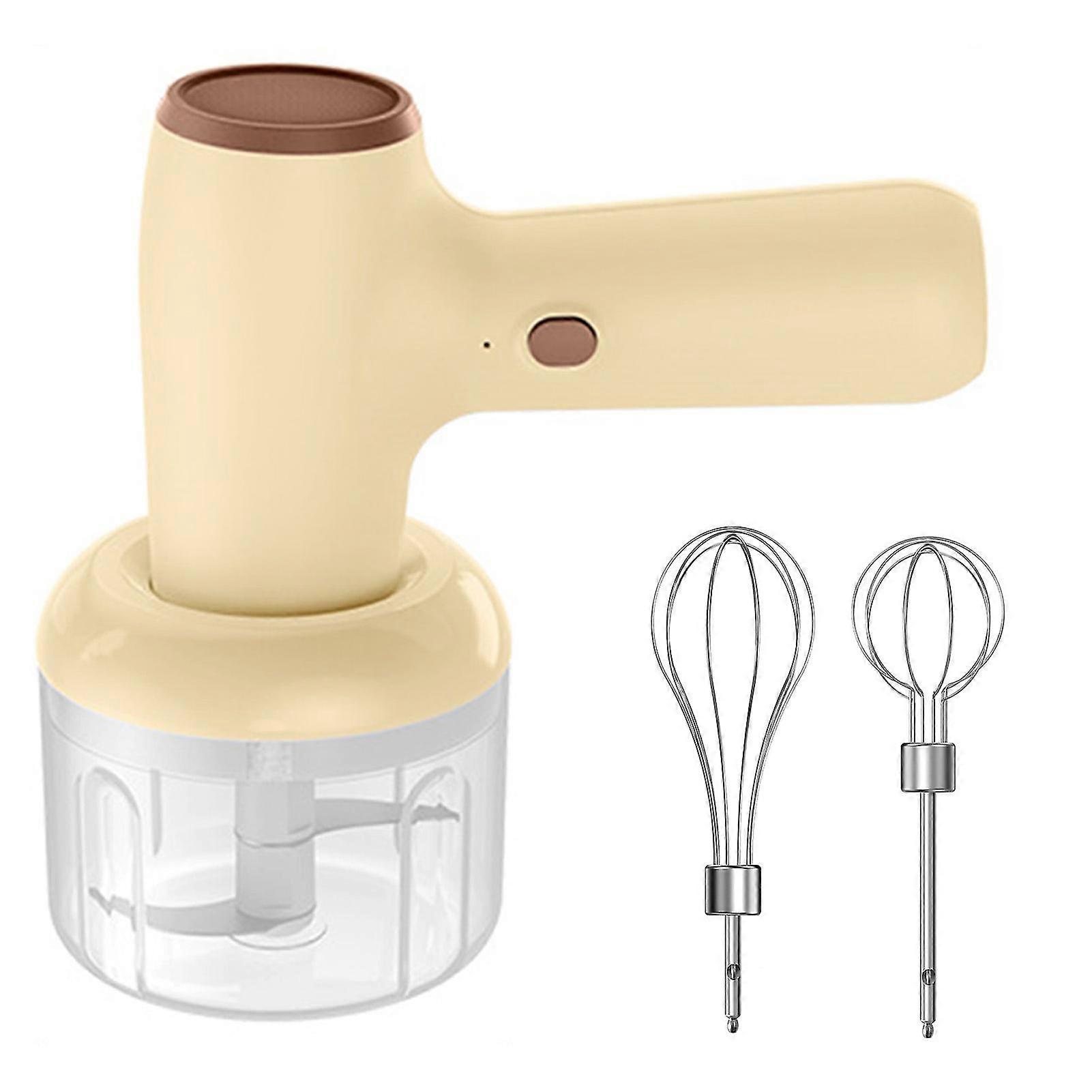 2 In 1 Electric Hand Mixer Wireless Portable Egg Beater Garlic Chopper For Meat Sauce Or Salad