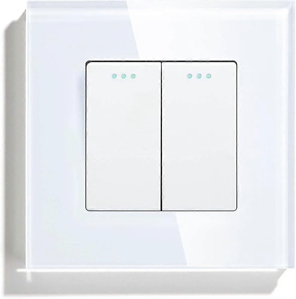 2 Gang 1 Way Wall Switch,white Flush Mount Screwless Toggle Switch,10a Toggle
