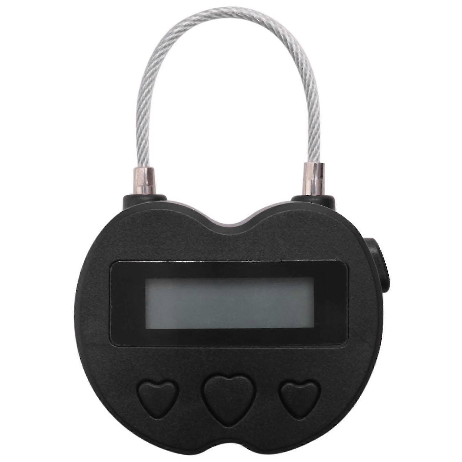 Smart Time Lock LCD Display Time Lock USB Rechargeable Timer Black