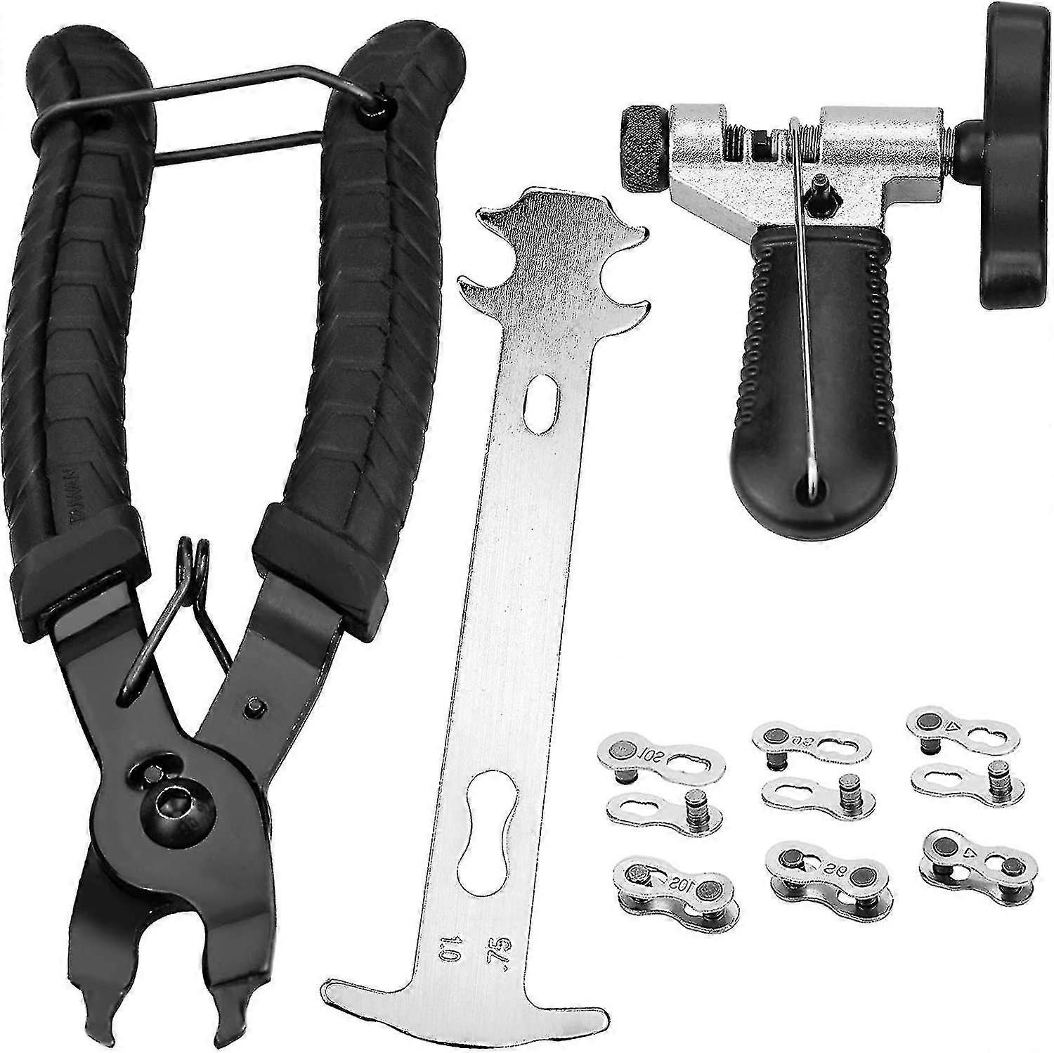 Professional Bike Chain Repair Tool, Bike Tool Set Chain Pliers, Universal Chain Separator, Chain Wear Indicator With 6 Chain Link Connector