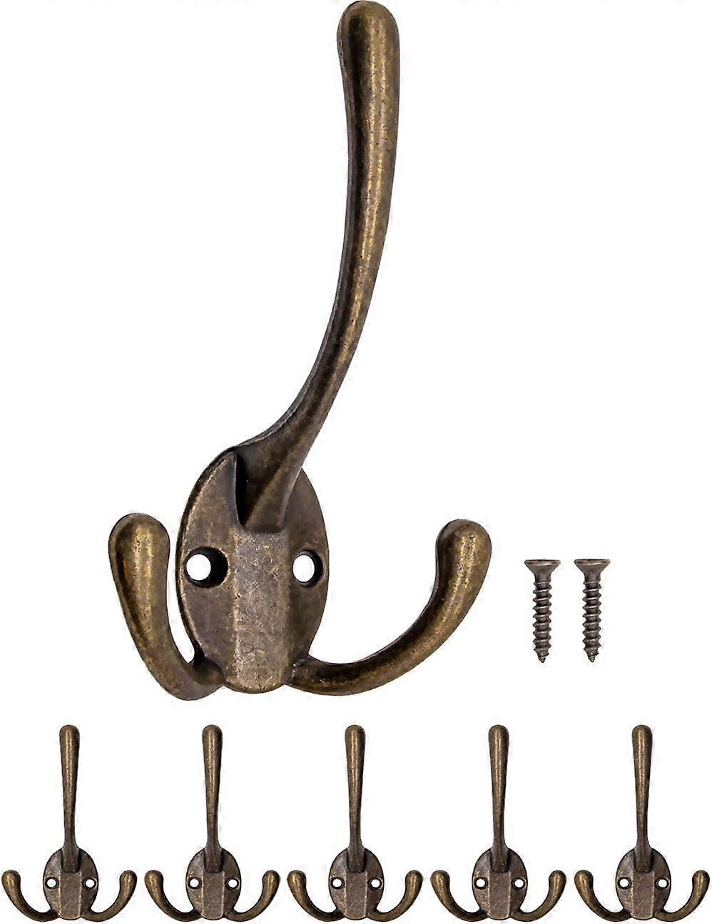 ZK-Antique Wardrobe Hooks, Towel Hooks, Clothes Hooks, Hat Hooks, Brass Bronze Design Wall Hooks, Vintage Country House Vintage, Set of 5
