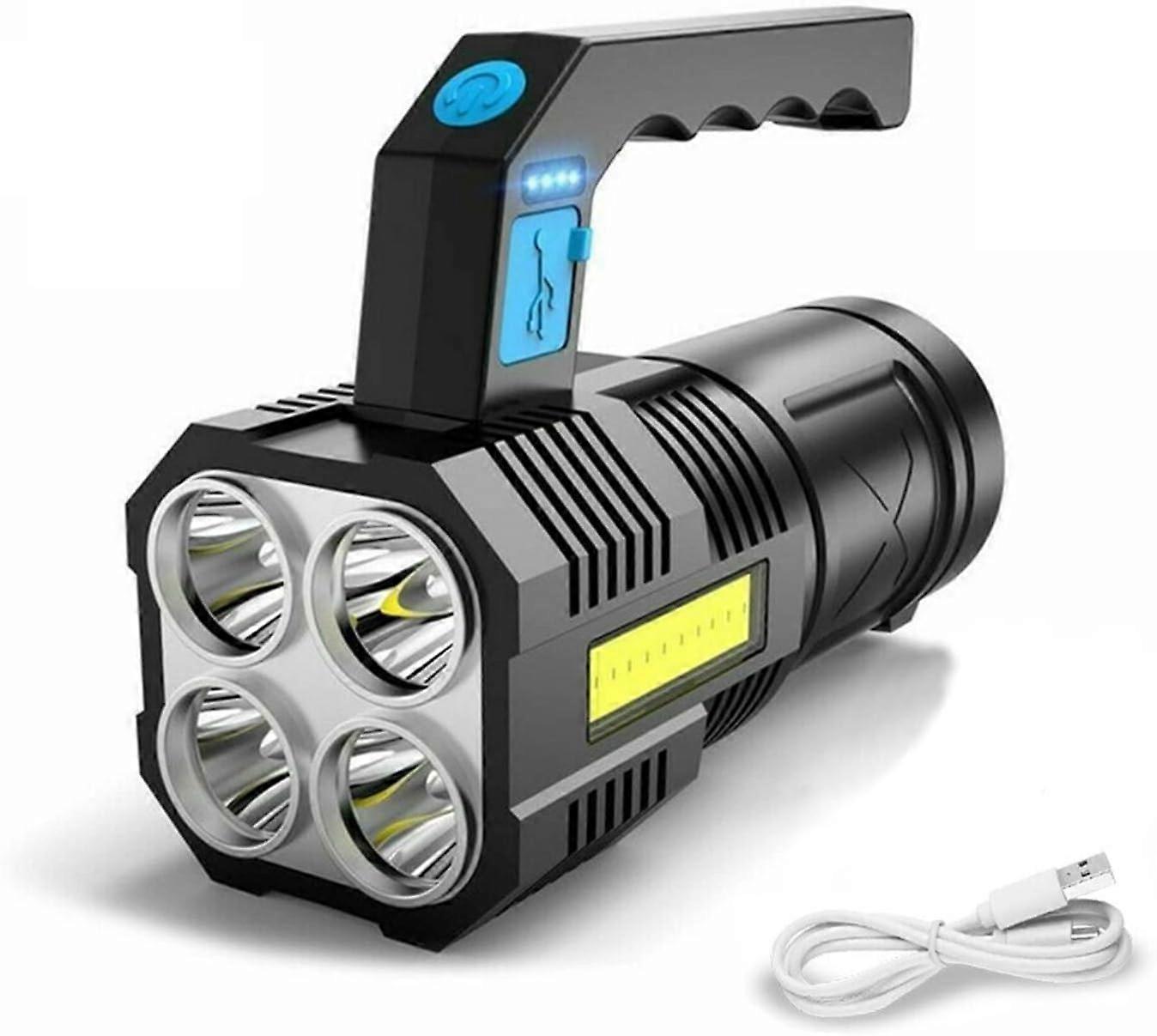 Ultra Powerful Led Torch Rechargeable COB Waterproof Work Flashlight and 4 Modes Portable Emergency Torch Lamp for Hiking, Fishing, Camping