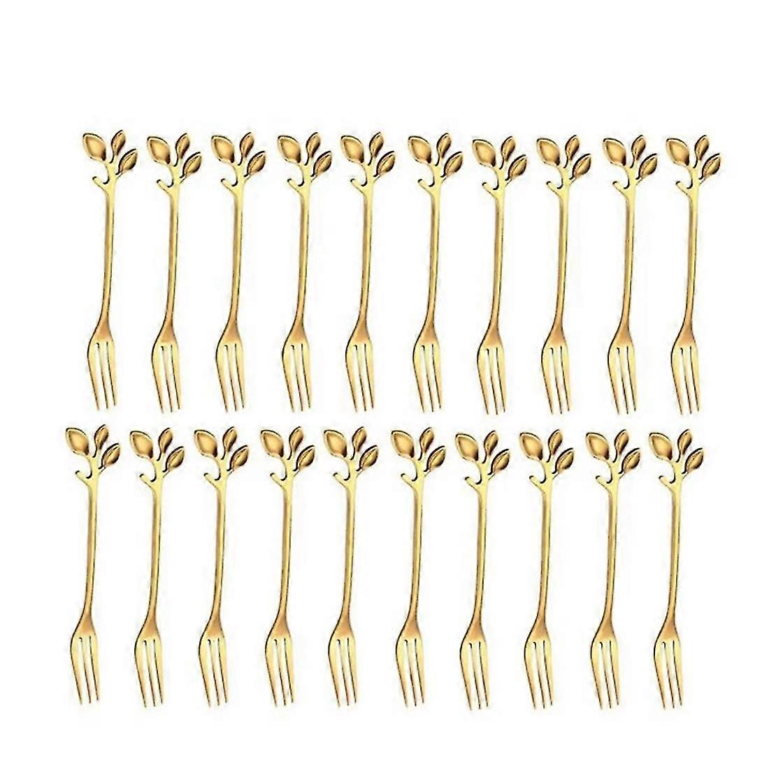 20pcs Stainless Steel Flatware Fruit Fork Dinnerware Appetizer Snack Dessert Fork Kitchen Tableware