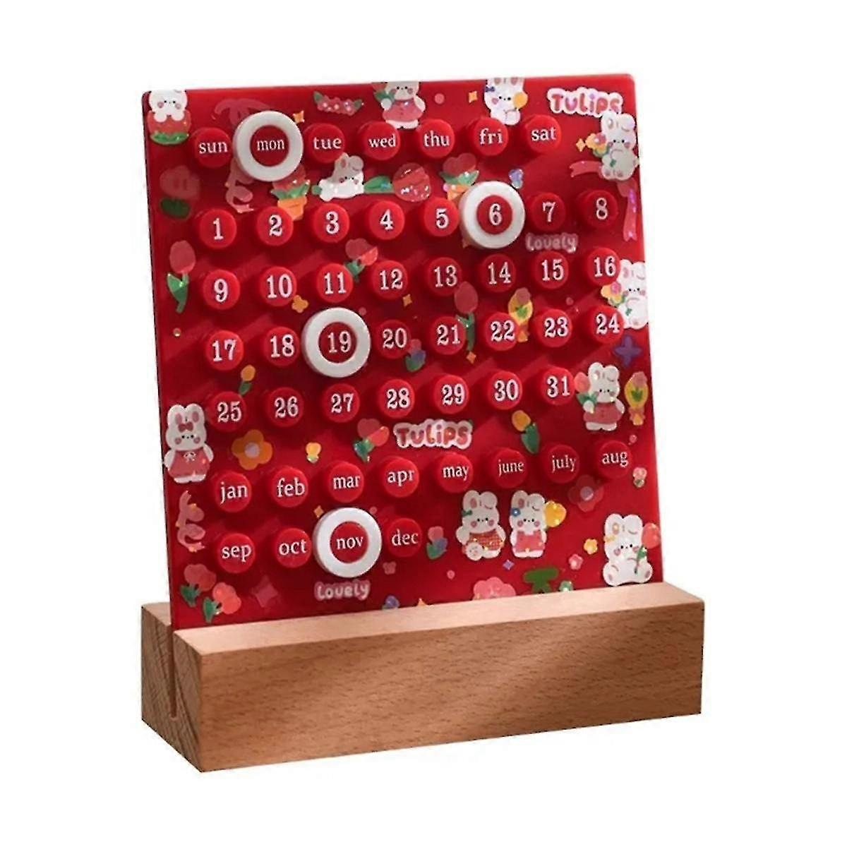 DIY Ring Handmade Desk Calendar, Fashion Perpetual Calendar DIY Ring Reusable, DIY Ring Desktop Calendar, A