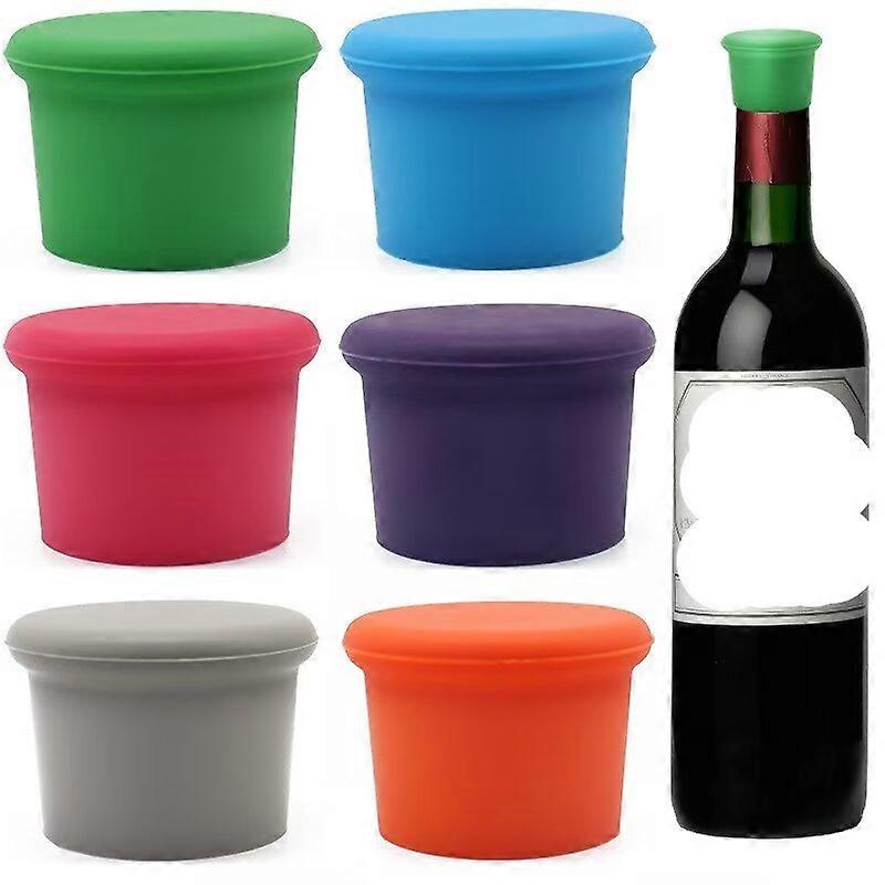 Bottle caps, 6 wine bottle caps reusable silicone caps, save the pulp of sparkling wine champagne beer wine (random color)