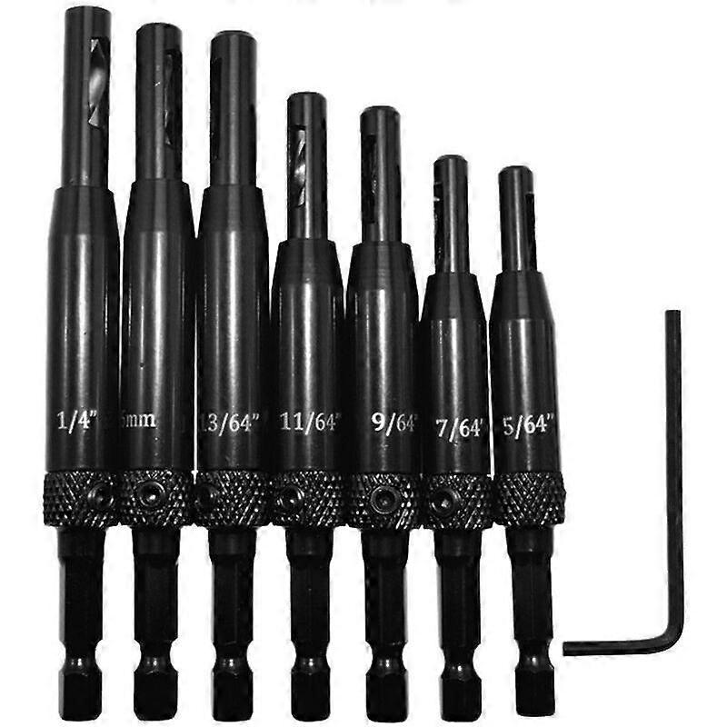 7pcs Center Bit Self-Centering Hinge Hole Punchblack