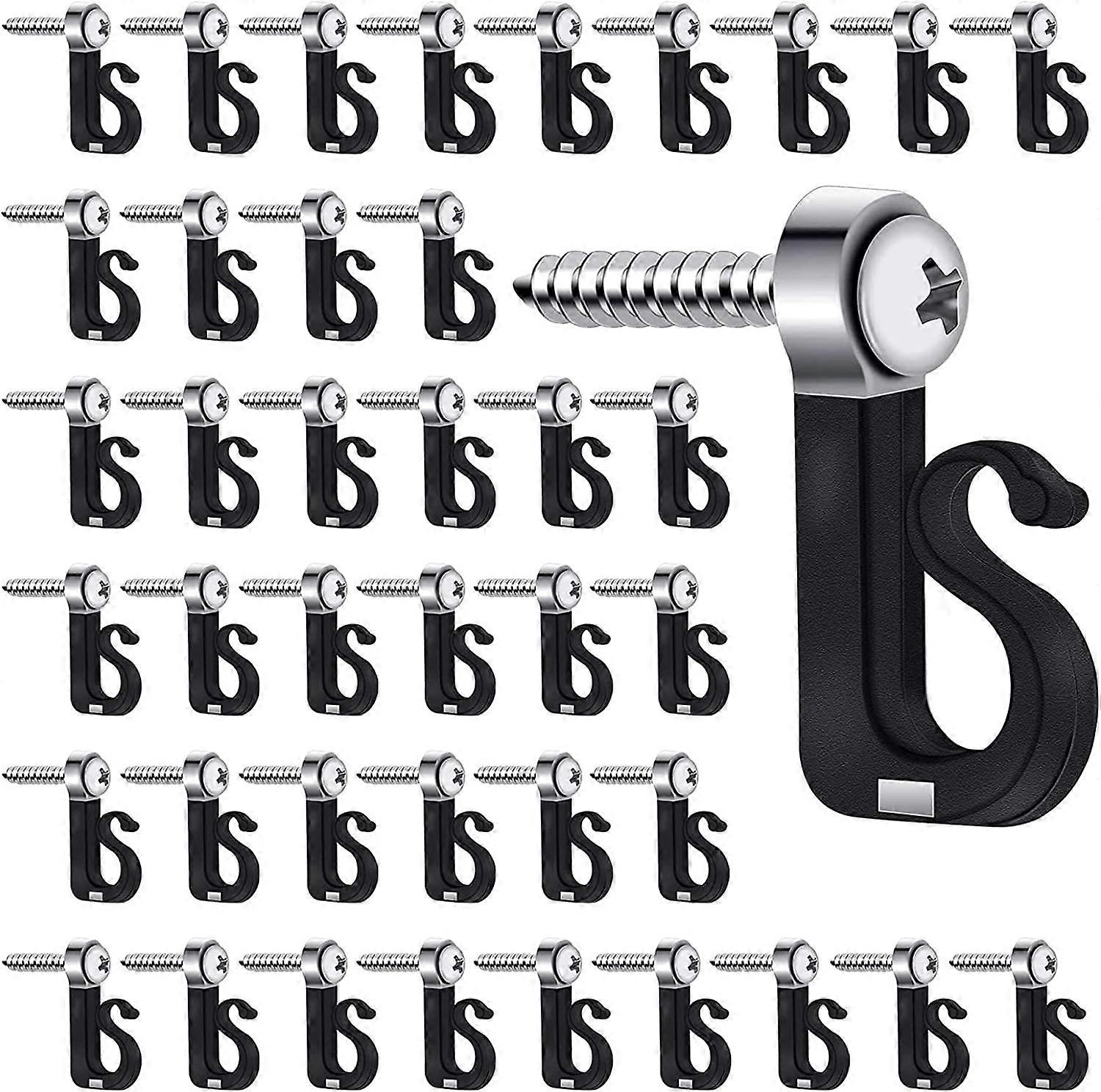 Screw Hooks, 40 Pack Outdoor Indoor Light Holder Hooks with Drill Bit Q-Hanger Hooks for Easy Release Outdoor LED Light String