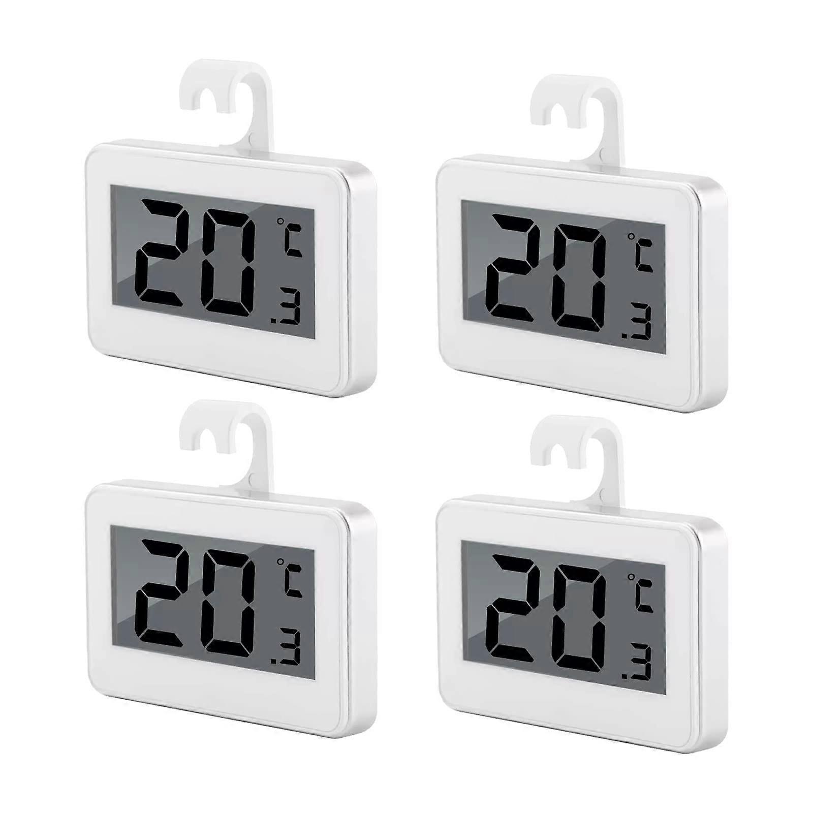 4 Pack Digital Refrigerator Thermometer, Wireless Waterproof Fridge Thermometer, Freezer Room Temperature Monitor with Hook & Large LCD Display C/F Co