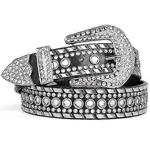Rhinestone Belt For Women, Bling Studded Leather Belt For Jeans