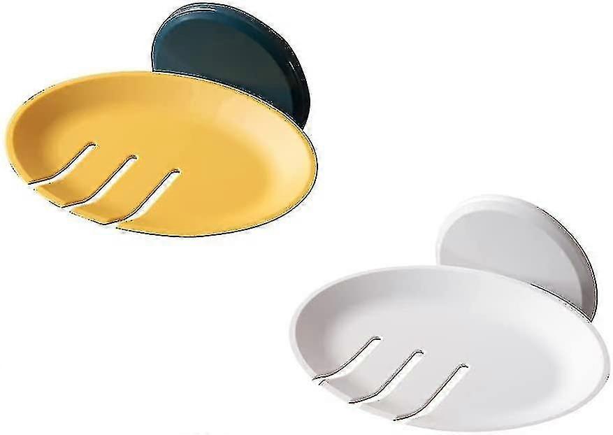 2 Pcs Disc Soap Box Suction Cup Wall Mounted Soap Holder Plastic Soap Dish
