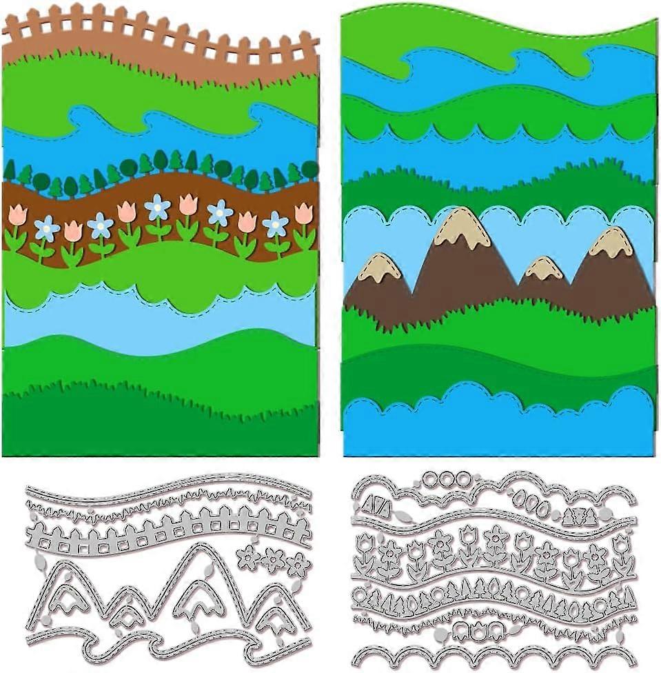 Lace Border Cutting Dies for Card Making Metal Die Cuts Clouds Grass Trees Flowers Waves Cutting Dies Templates for Scrapbooking Journal Embossing Pap