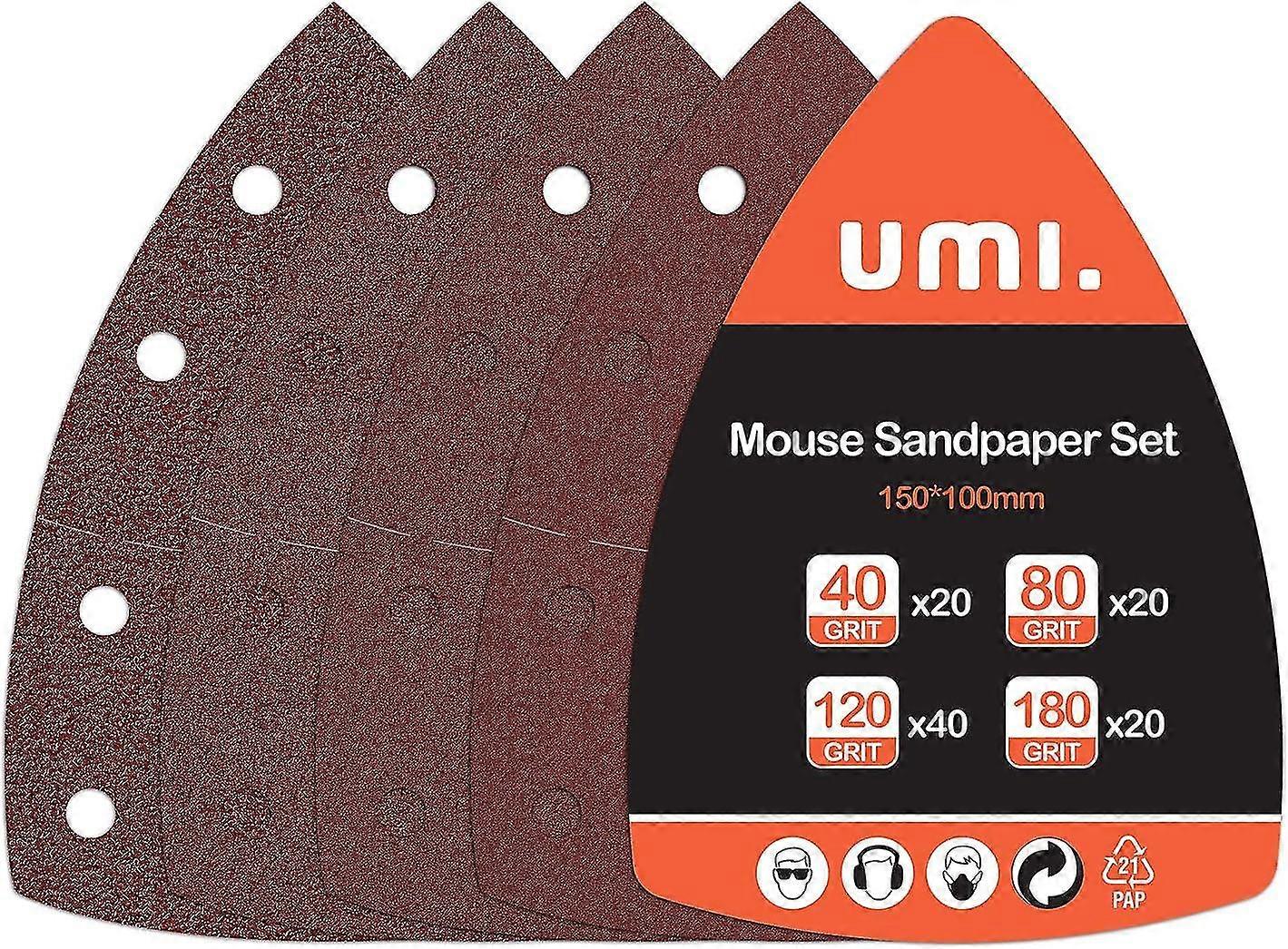 Umi Sander Sheets 100 Pieces, Mouse Sander Sandpaper For Multiple Sand