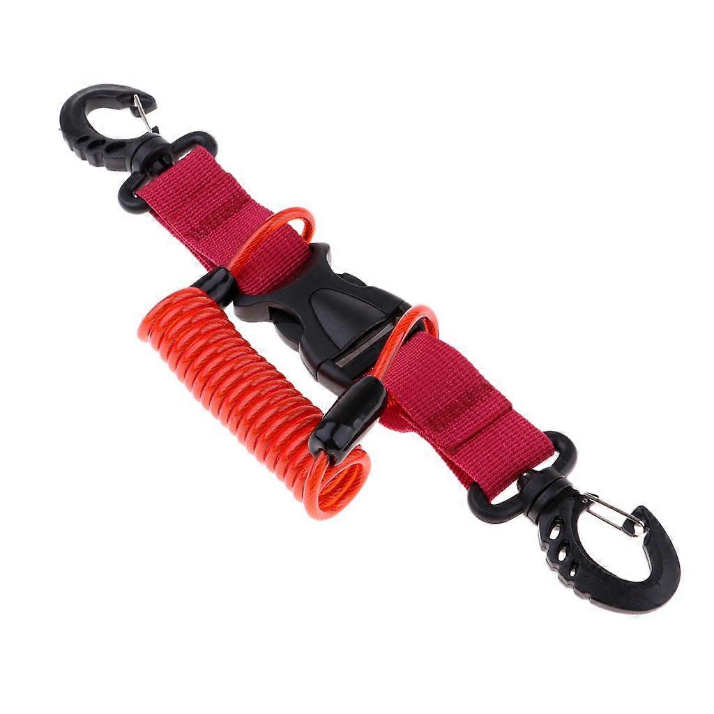 Elastic Scuba Diving Camera Spring Coil Lanyard Quick Release Buckle Red