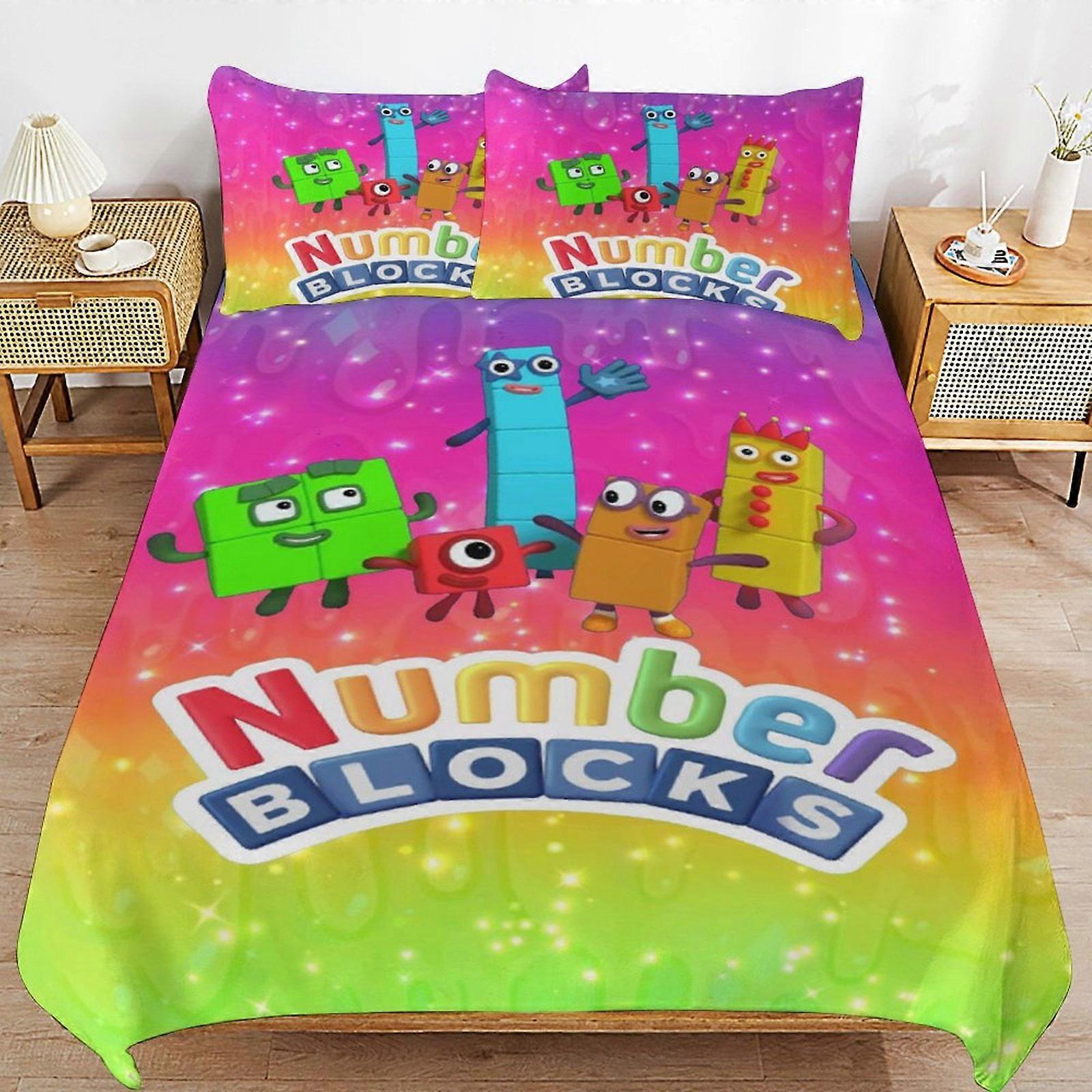 bedding set CA418 Numberblocks Bed Duvet Cover Microfiber Bedding Sets 3D Printed Lightweight 3 Piece Comforter Sets, 1 Duvet Cover And 2 Pillow DP418