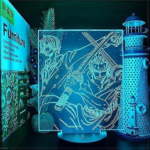 One Piece Luffy 3D Illusion Night Light Lamp Smart Touch, RGB Effect USB Cable Powered Creative 3D Japanese Anime Lamp