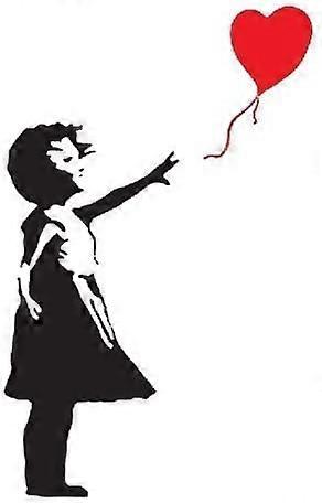 ハートバルーン付きガール ビニール ウォールアート デカール ステッカー (ブラック) (1枚)