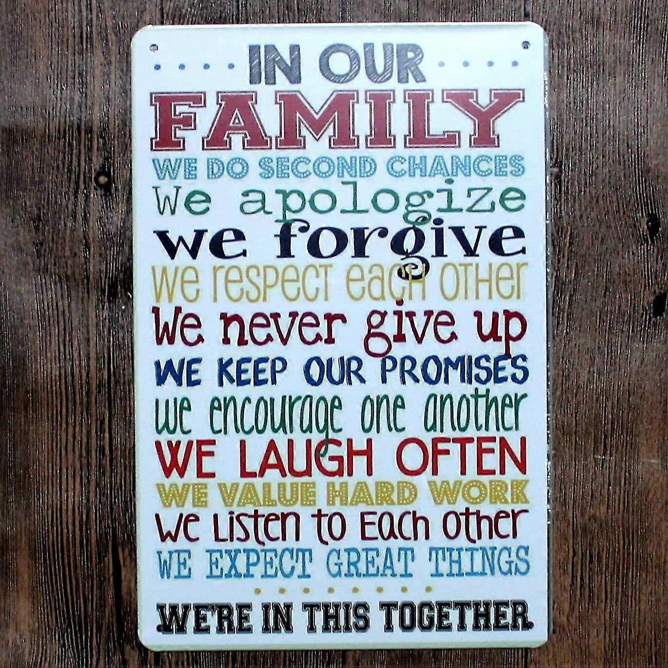 Em nossa família... Metal Tin Sign Bar Café Garagem Decoração de Parede Retro Vintage 8x12 polegadas OU 12x16 polegadas Mod