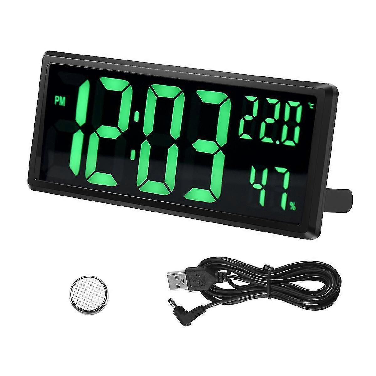 LED Digital Wall Clock, Large Digits Display,Indoor Temperature&Humidity,for Farmhouse, Home,Classr